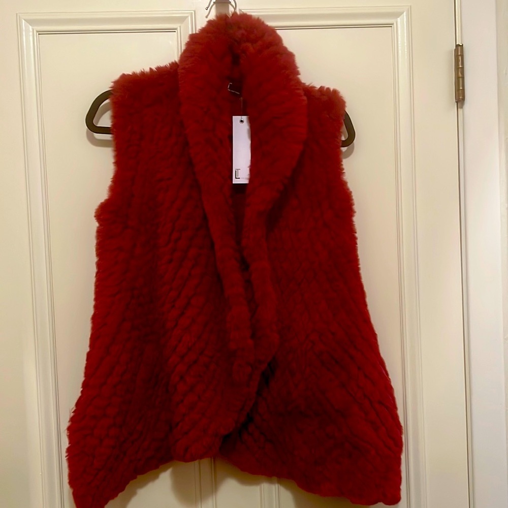 Faux Fur Wine Color Vest by Love Token XS
